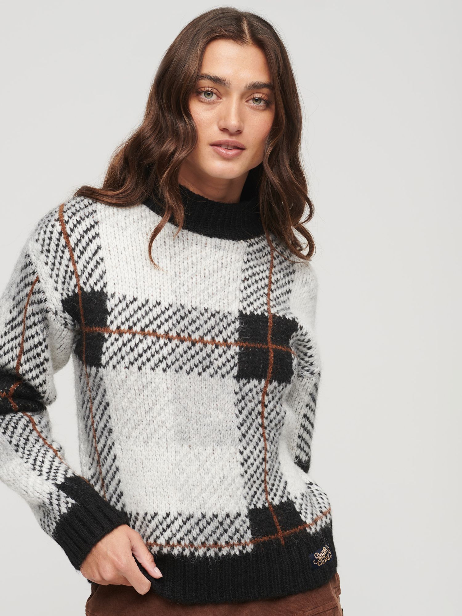Superdry Boxy Large Check Knit Jumper, Multi at John Lewis & Partners