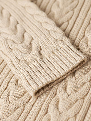 Superdry Cable Knit Roll-Neck Jumper, Mid Caramel Twist