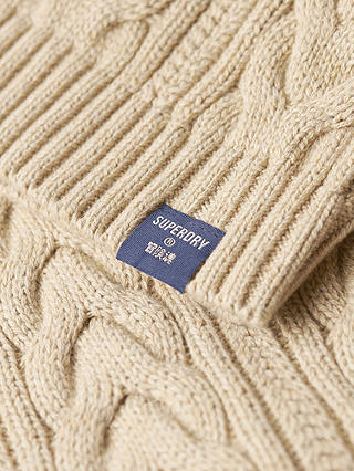 Superdry Cable Knit Roll-Neck Jumper, Mid Caramel Twist