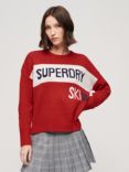 Superdry Retro Ski Knit Jumper, Red/Multi