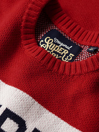 Superdry Retro Ski Knit Jumper, Red/Multi