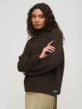 Superdry Slouchy Stitch Roll Neck Wool Blend Jumper, Coco Marl