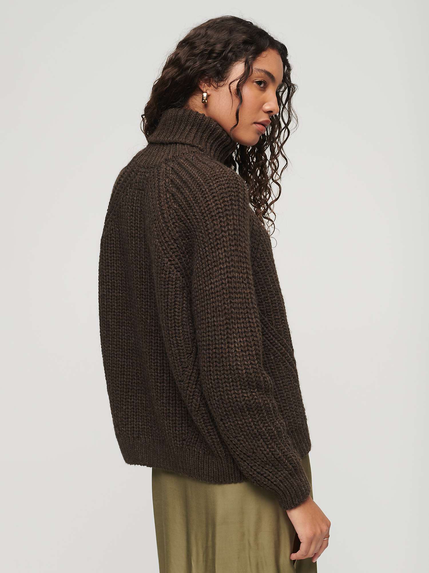 Buy Superdry Slouchy Stitch Roll Neck Wool Blend Jumper, Coco Marl Online at johnlewis.com