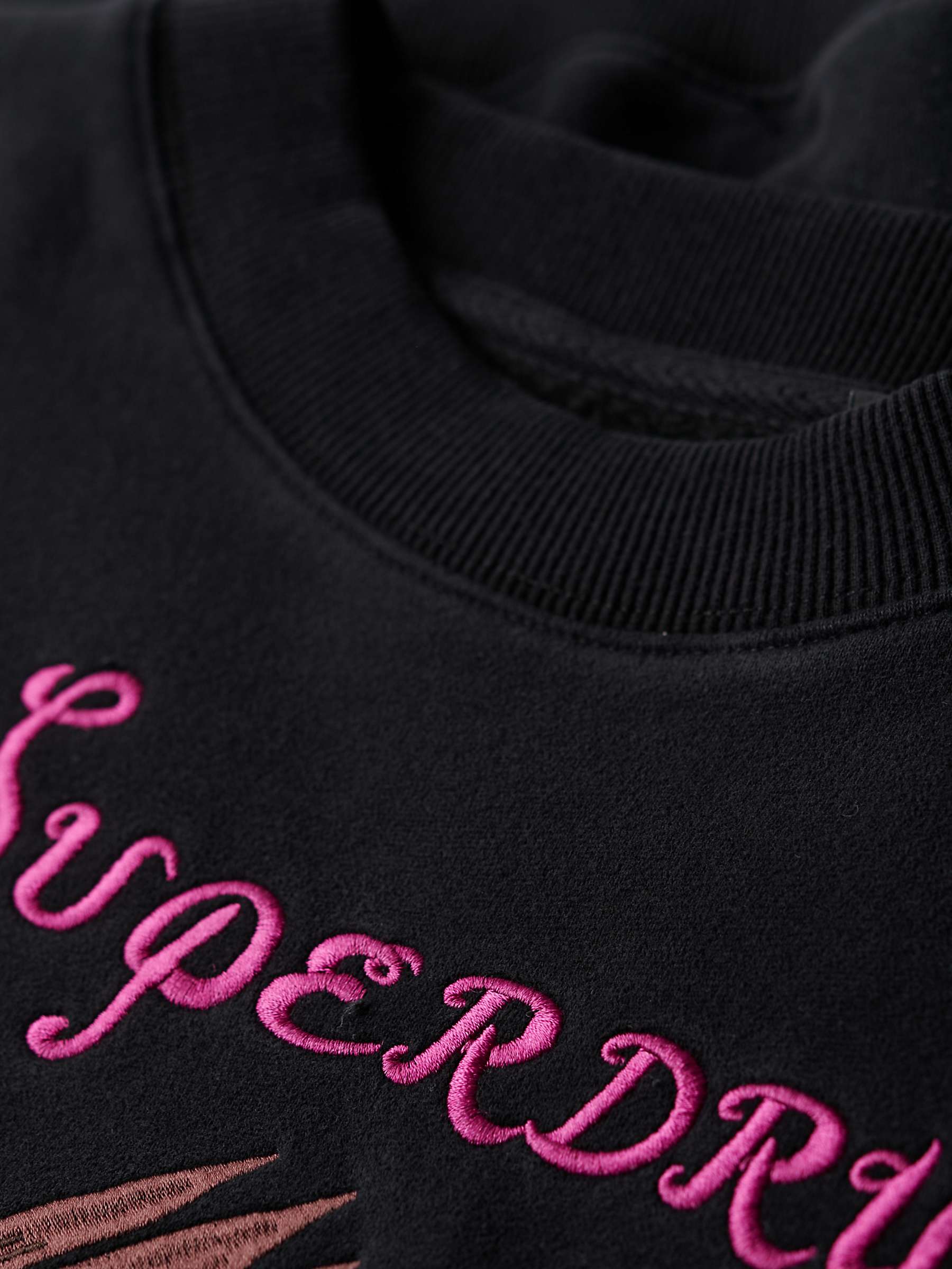 Buy Superdry Suika Embroidered Loose Top, Jet Black Online at johnlewis.com