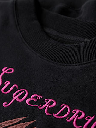 Superdry Suika Embroidered Loose Top, Jet Black