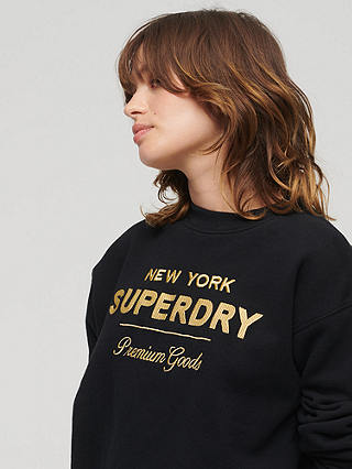 Superdry Luxe Metallic Logo Sweatshirt, Black