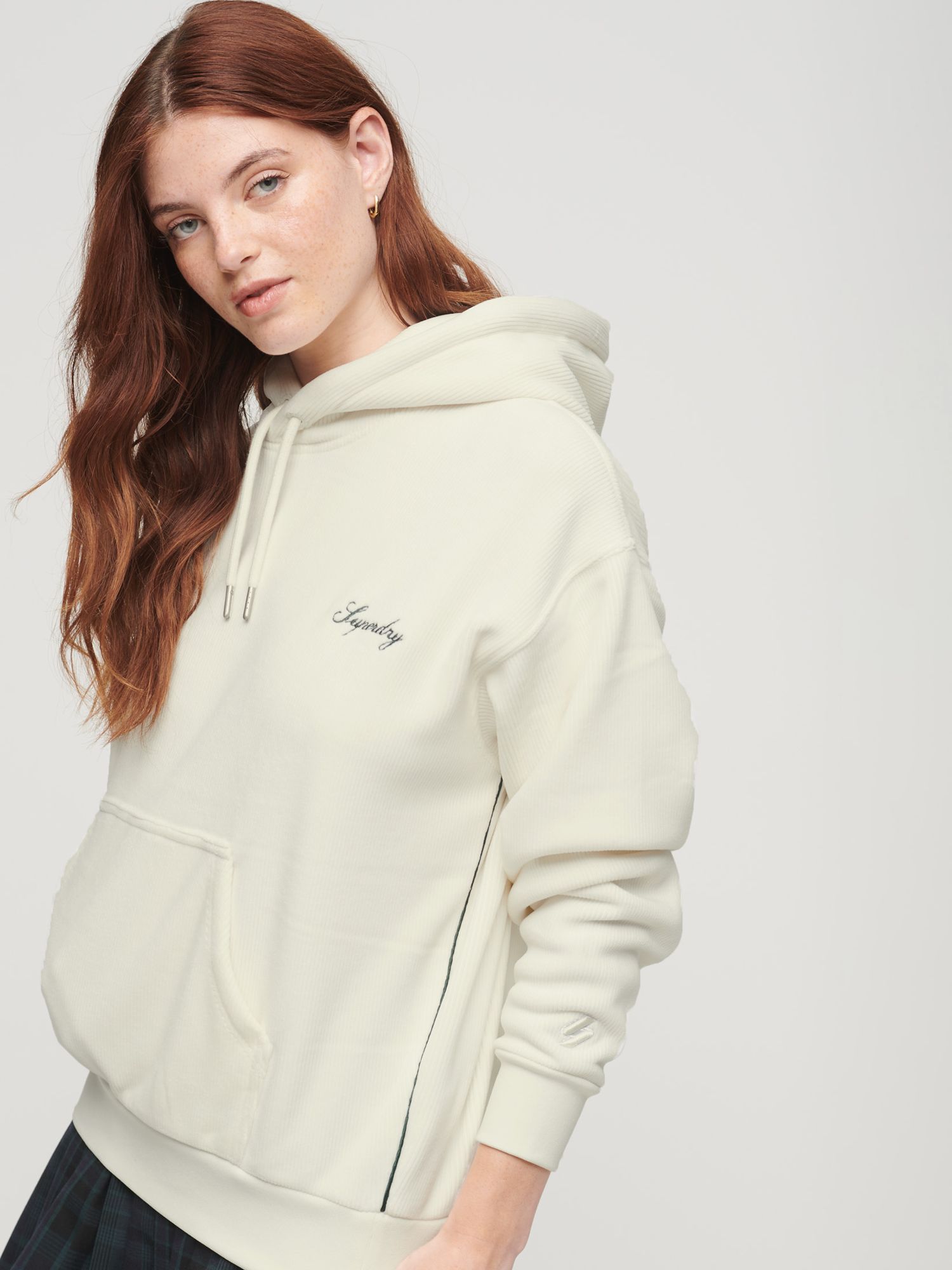 Superdry Drop Needle Velour Boxy Hoodie at John Lewis & Partners