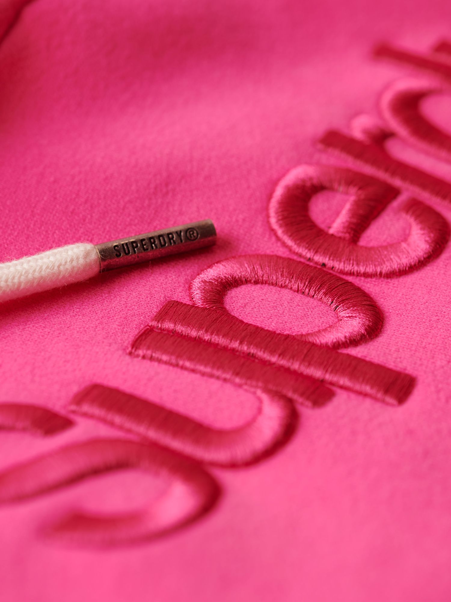 Buy Superdry Tonal Embroidered Logo Hoodie, Pink Online at johnlewis.com