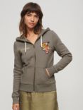 Superdry Custom Embellished Zip Hoodie, Charcoal Grey