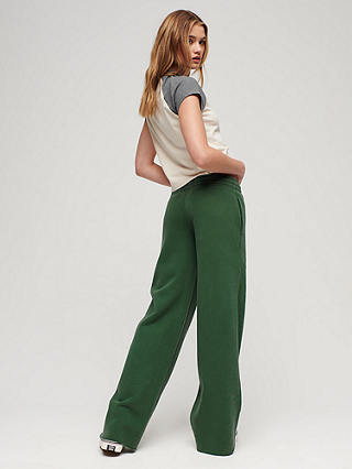 Superdry Wash Wide Leg Cotton Joggers, Pine Green