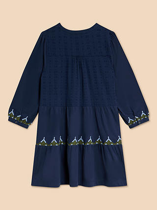 White Stuff Embroidered Tunic Top, Navy/Multi