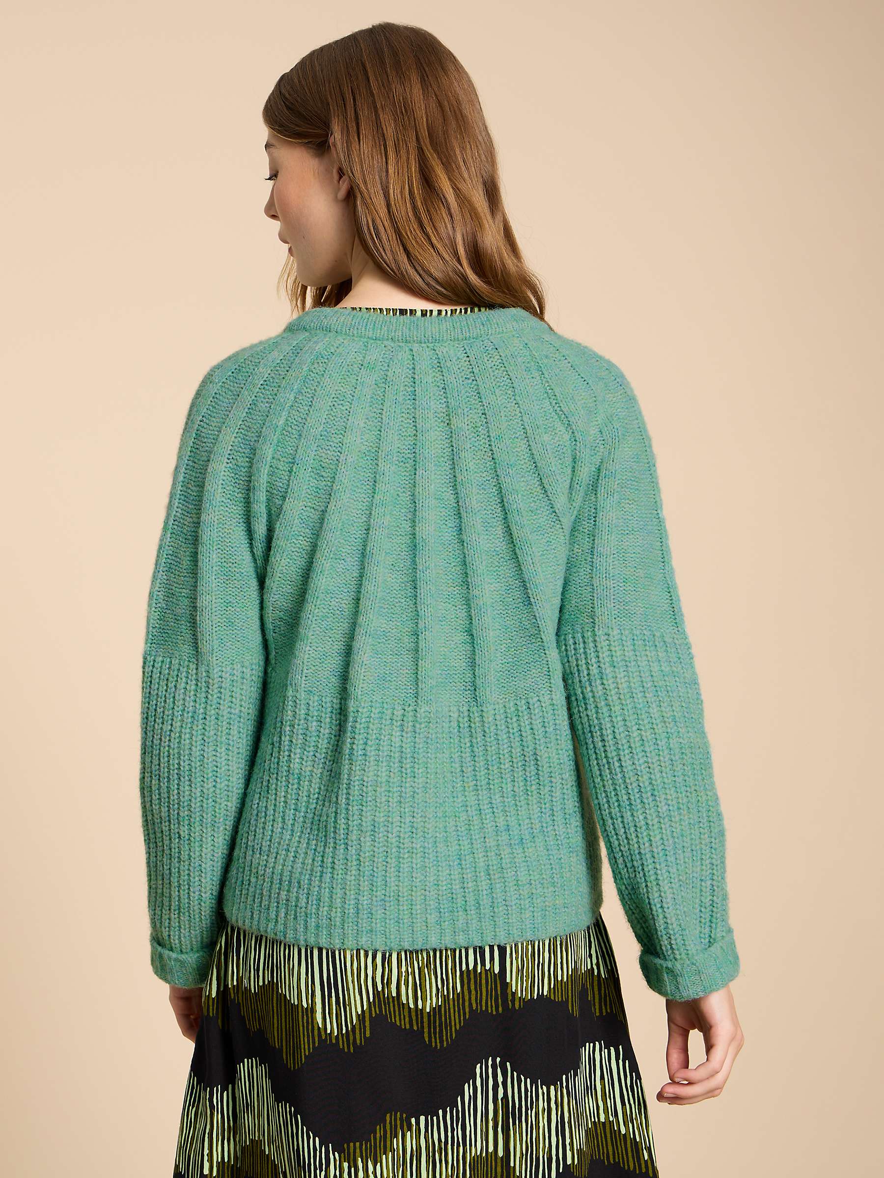 Buy White Stuff Clover Chunky Knit Cardigan, Mid Green Online at johnlewis.com