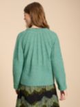 White Stuff Clover Chunky Knit Cardigan, Mid Green, Mid Green