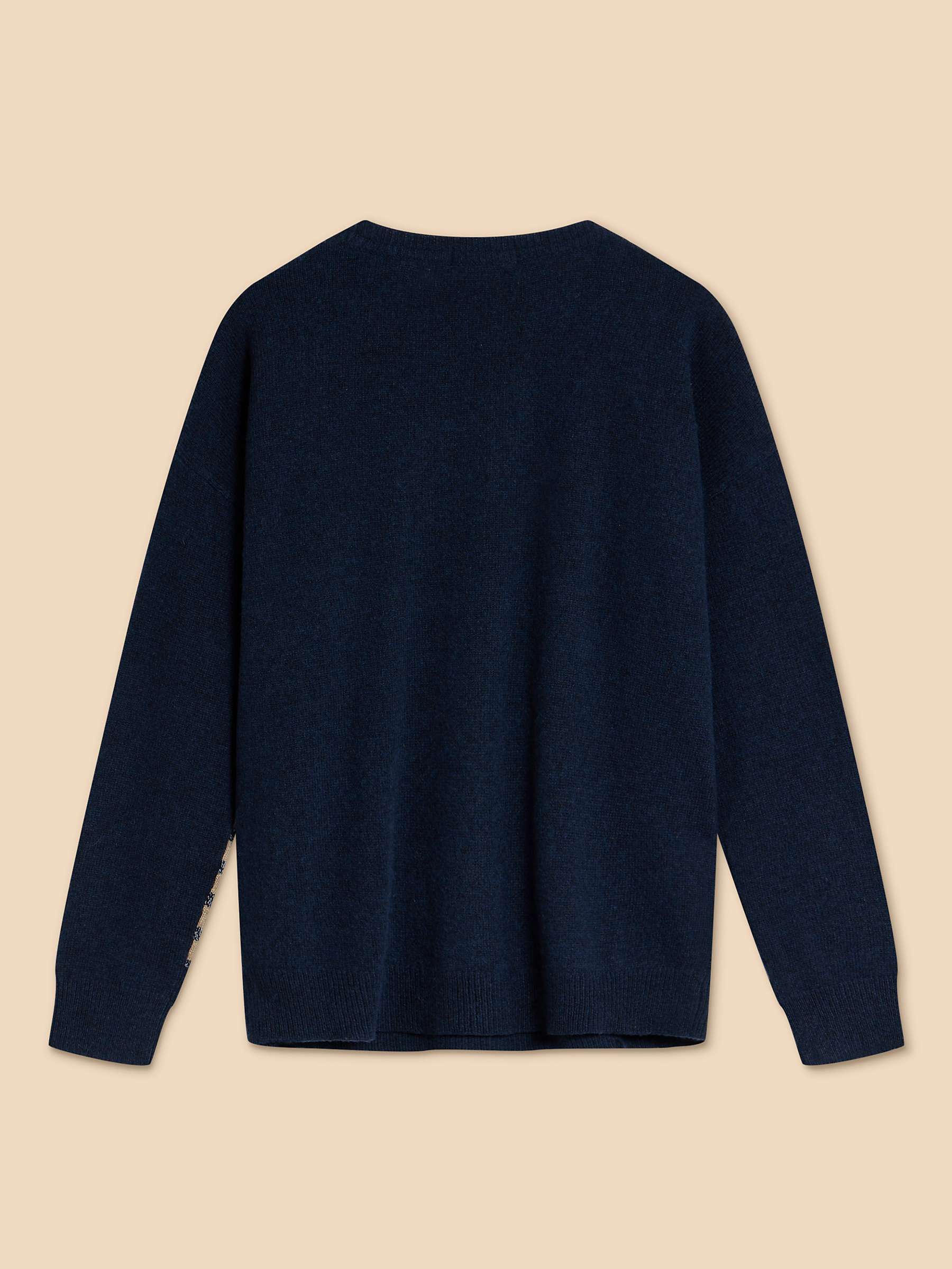 Buy White Stuff Amber Heart Wool Blend Jumper, Navy/Multi Online at johnlewis.com