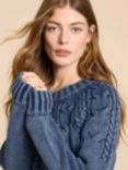 White Stuff Mia Cable Jumper, Indigo Blue