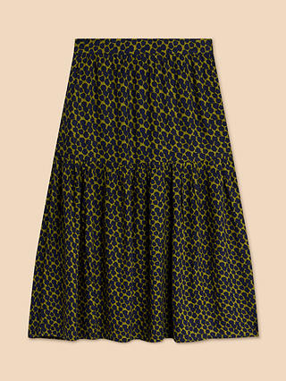 White Stuff Jamima Abstract Eco Vero Midi Skirt, Navy/Multi