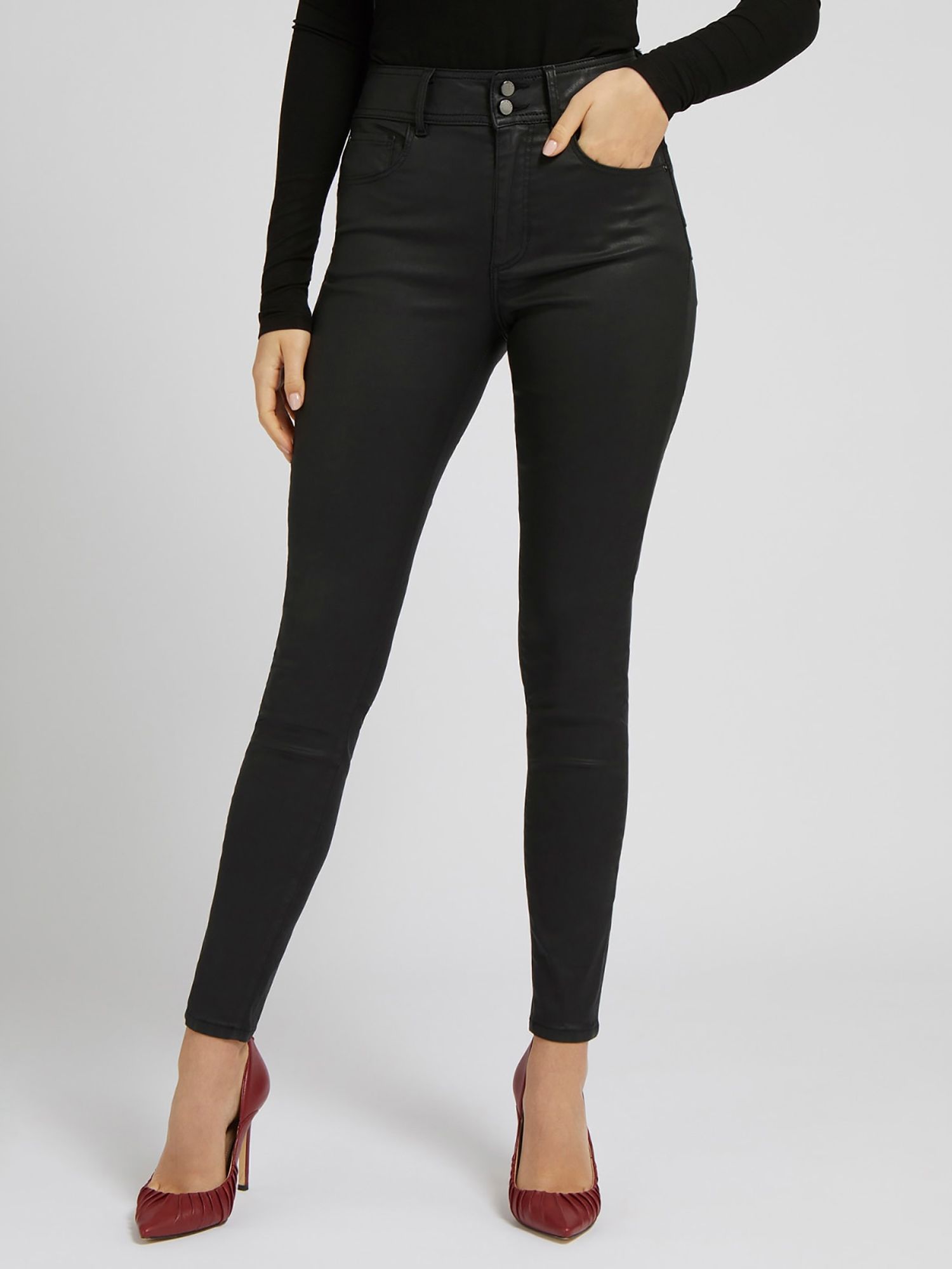 GUESS Shape Up High-Rise Denim Jeans, Black, W27/L31