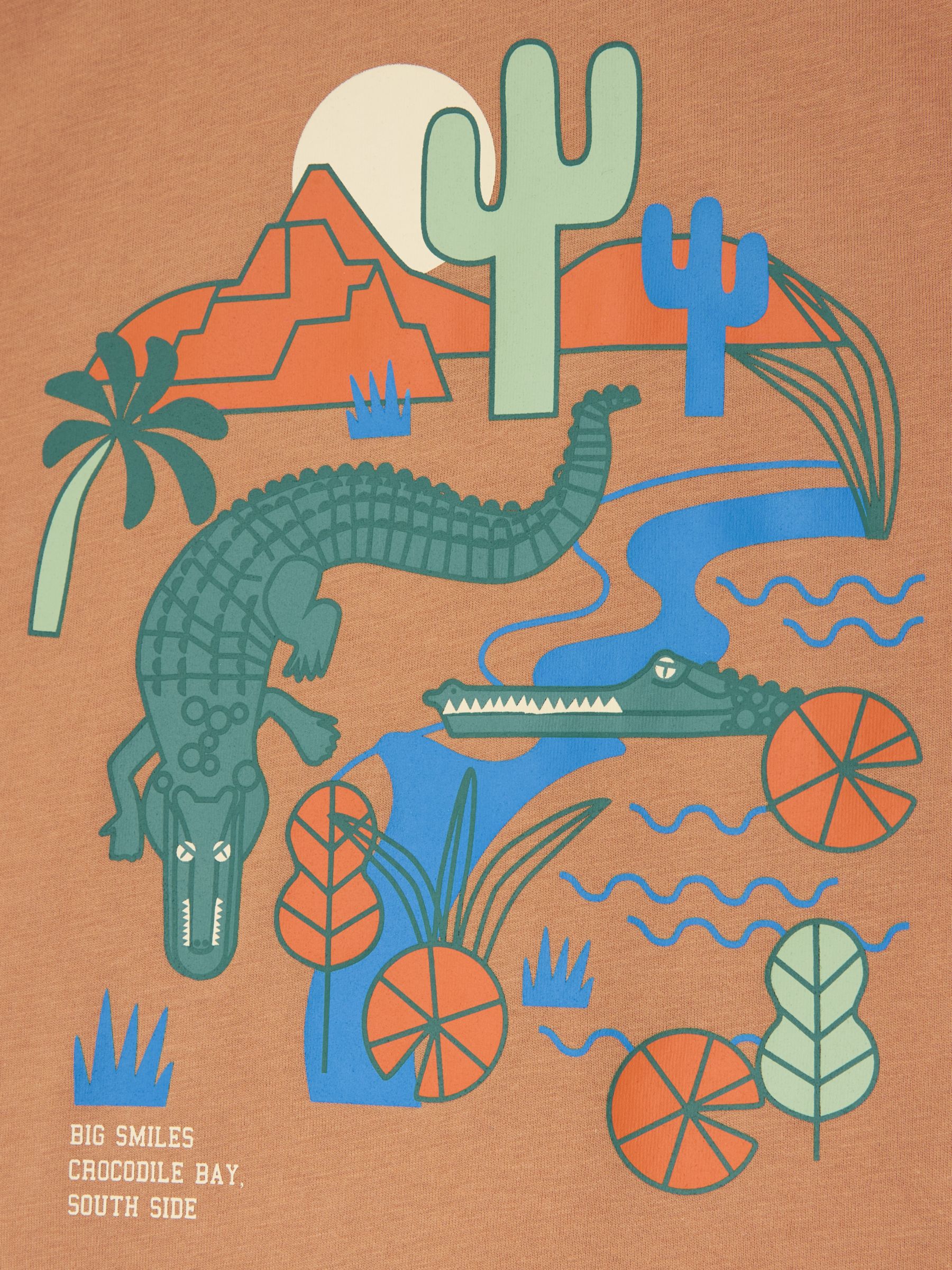 John Lewis Kids' Crocodile Back Graphic T-Shirt, Multi, 2 years