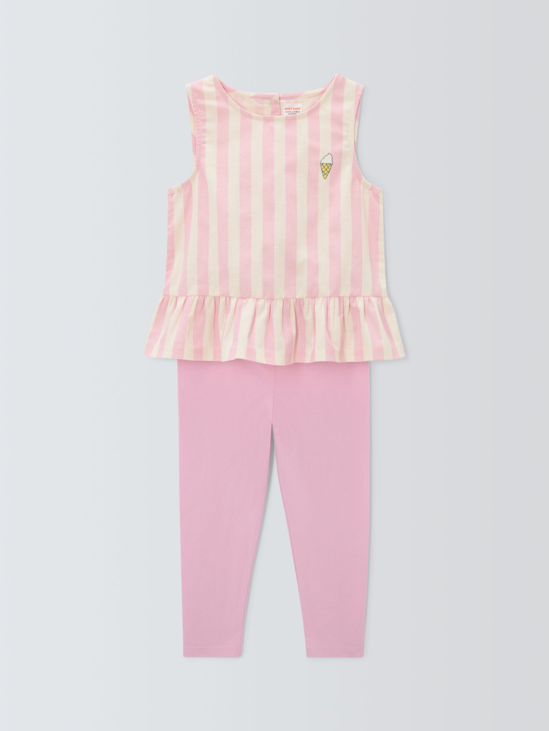John Lewis ANYDAY Baby Peplum Top and Leggings Outfit, Pink, 2-3 years