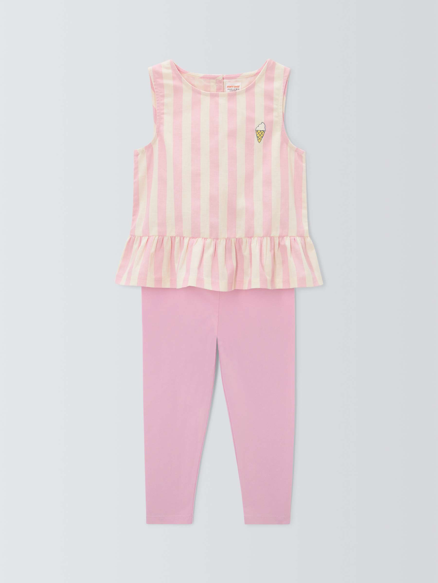 Buy John Lewis ANYDAY Baby Peplum Top and Leggings Outfit, Pink Online at johnlewis.com