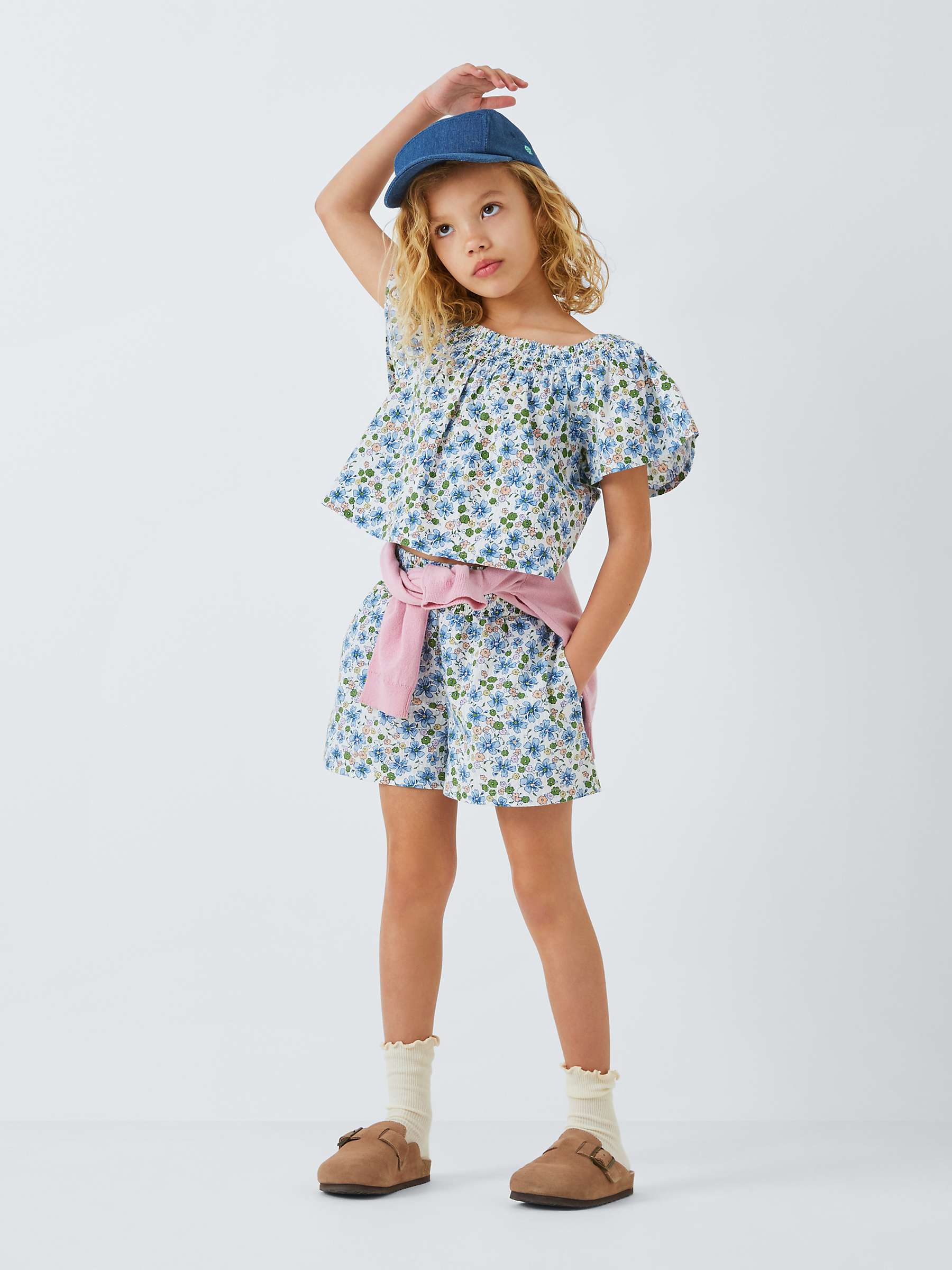 Buy John Lewis Kids' Floral Shirred Neck Top, Multi Online at johnlewis.com