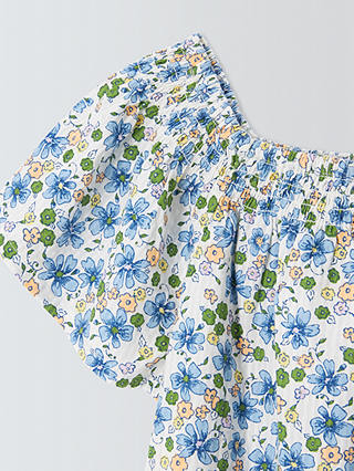 John Lewis Kids' Floral Shirred Neck Top, Multi