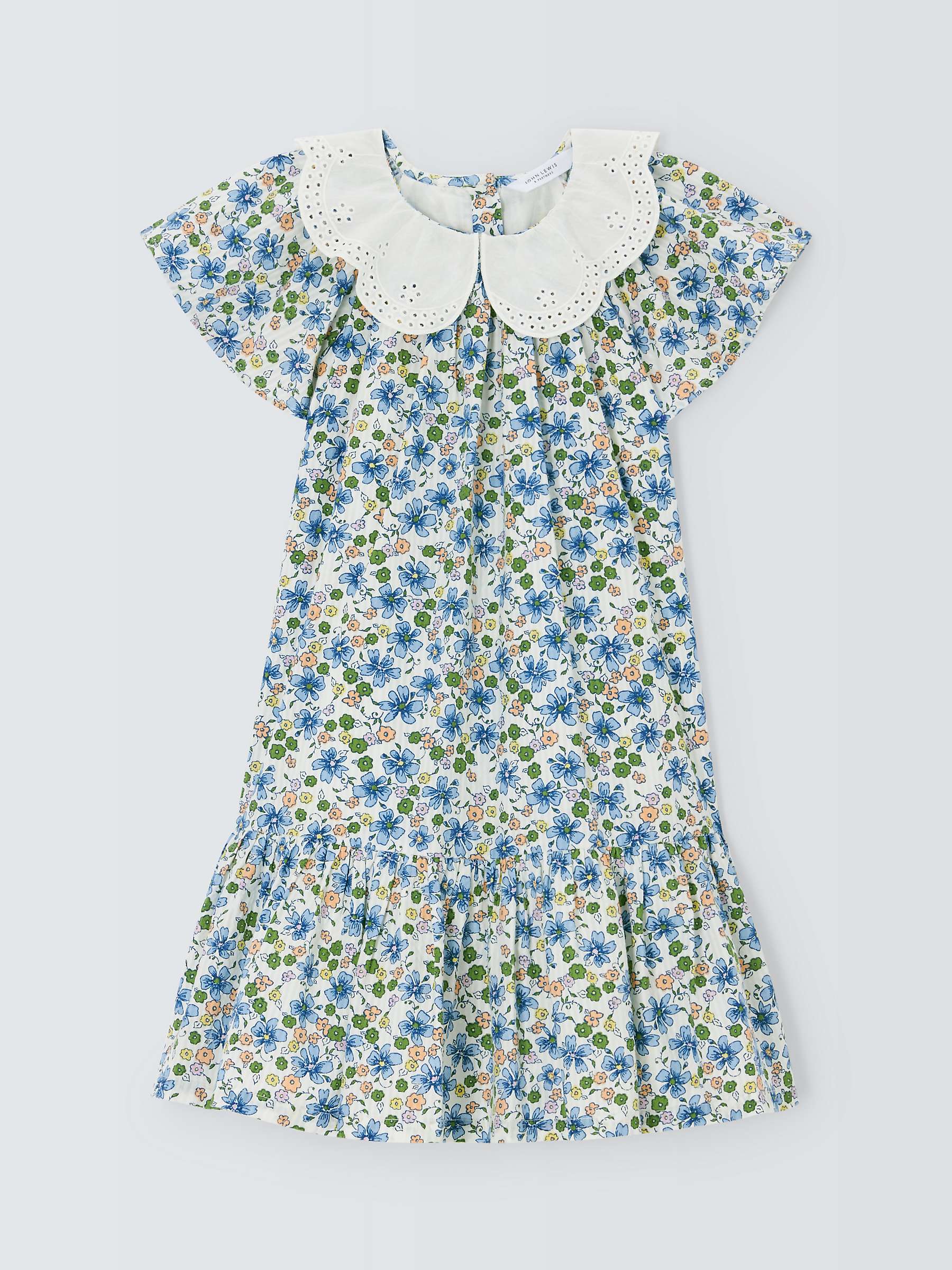 Buy John Lewis Kids' Floral Broderie Anglaise Collar Dress, Multi Online at johnlewis.com