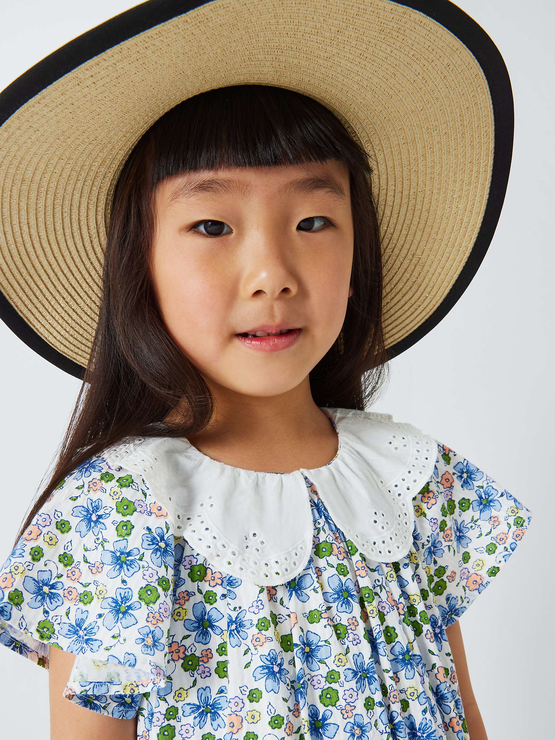 Buy John Lewis Kids' Floral Broderie Anglaise Collar Dress, Multi Online at johnlewis.com