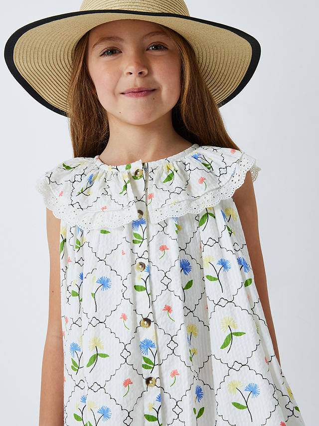 John Lewis Kids' Floral Sleeveless Dress, Gardenia