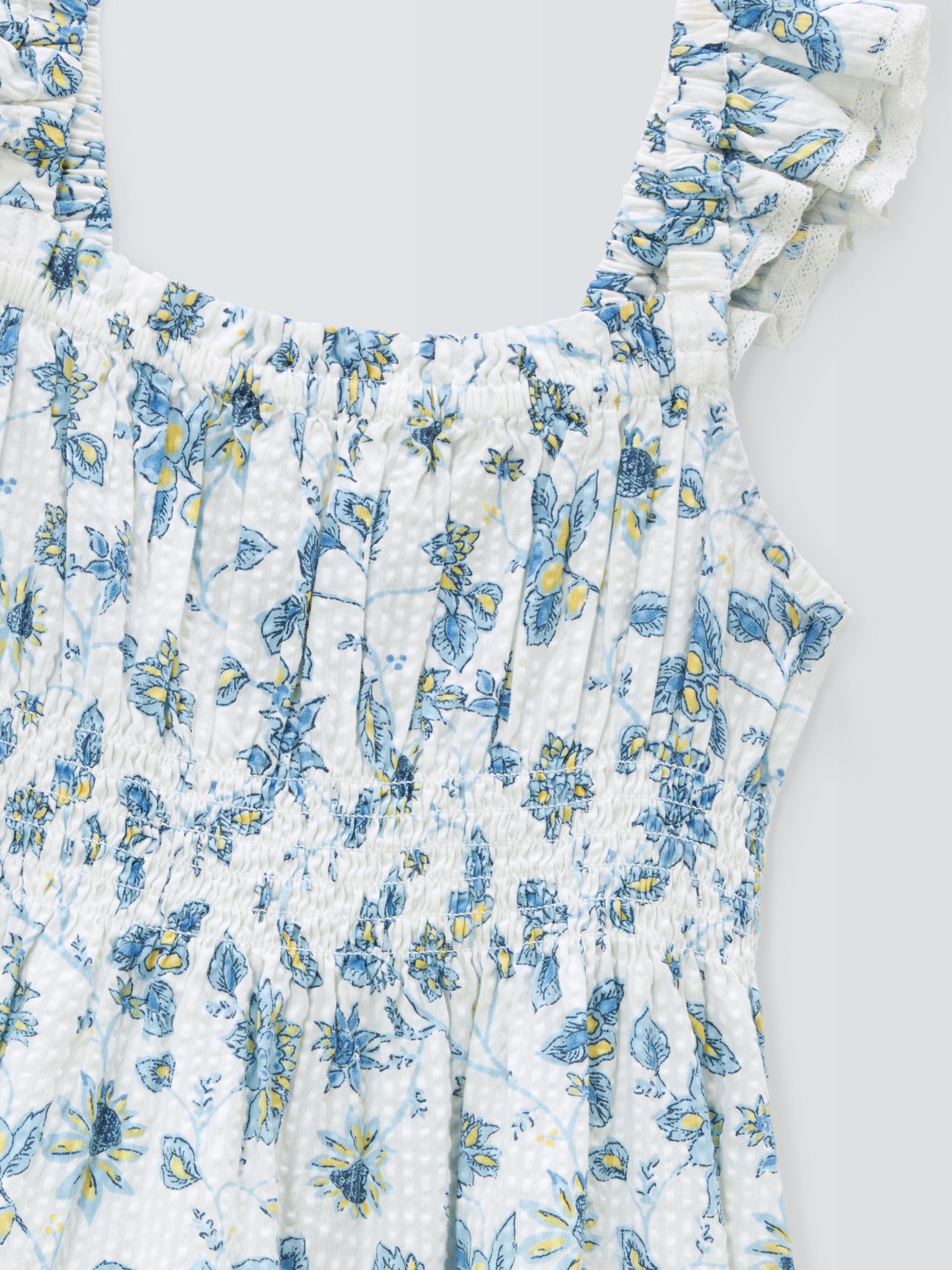 Buy John Lewis Kids' Floral Ruffle Hem Sun Dress, Gardenia Online at johnlewis.com