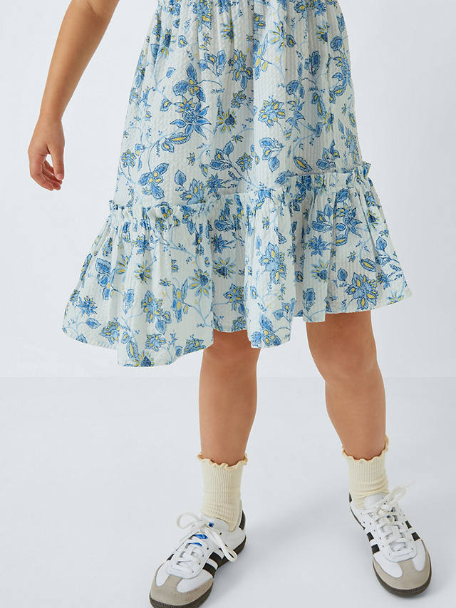 John Lewis Kids' Floral Ruffle Hem Sun Dress, Gardenia