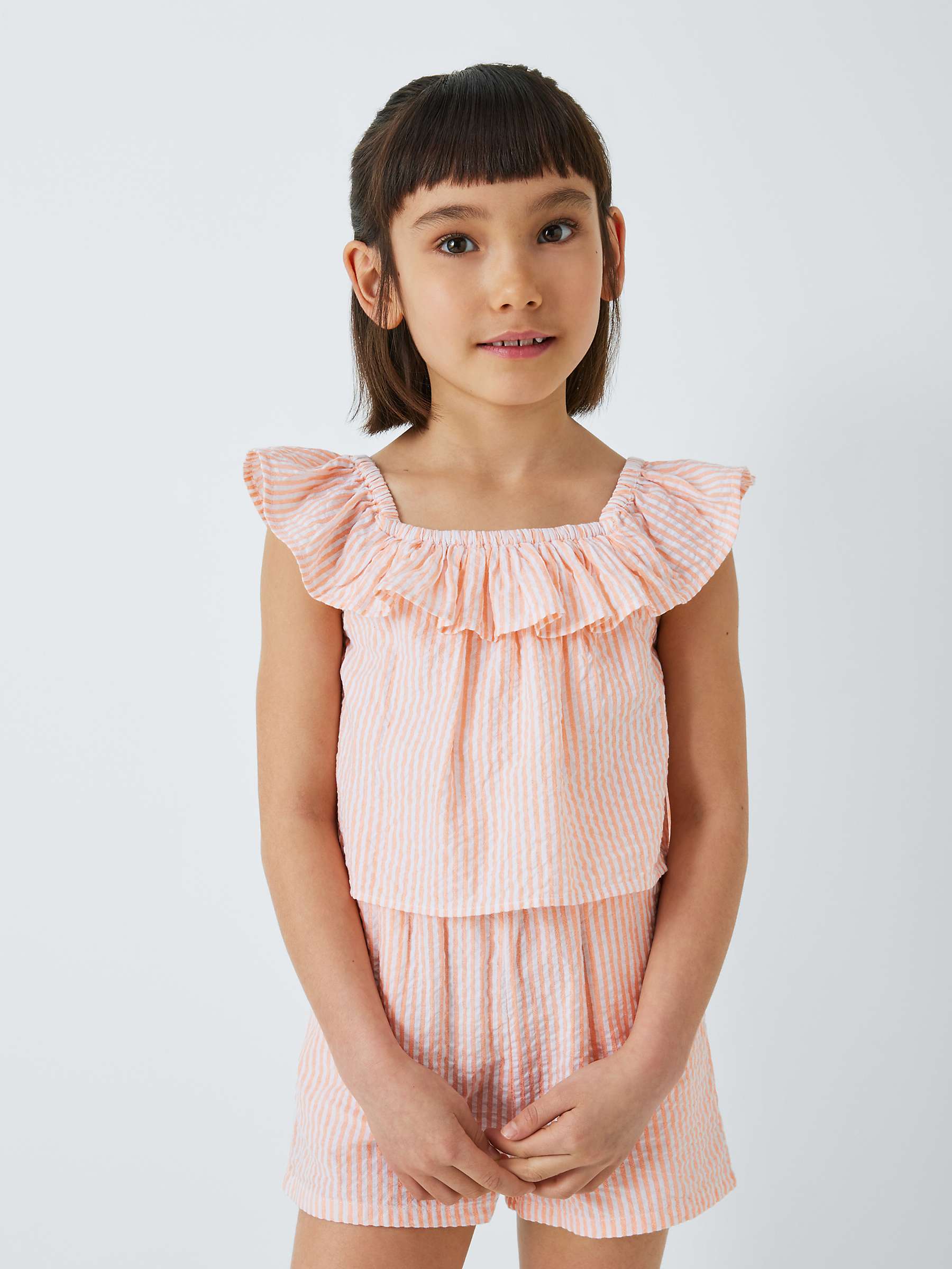 Buy John Lewis Kids' Striped Playsuit, Peach Pink Online at johnlewis.com