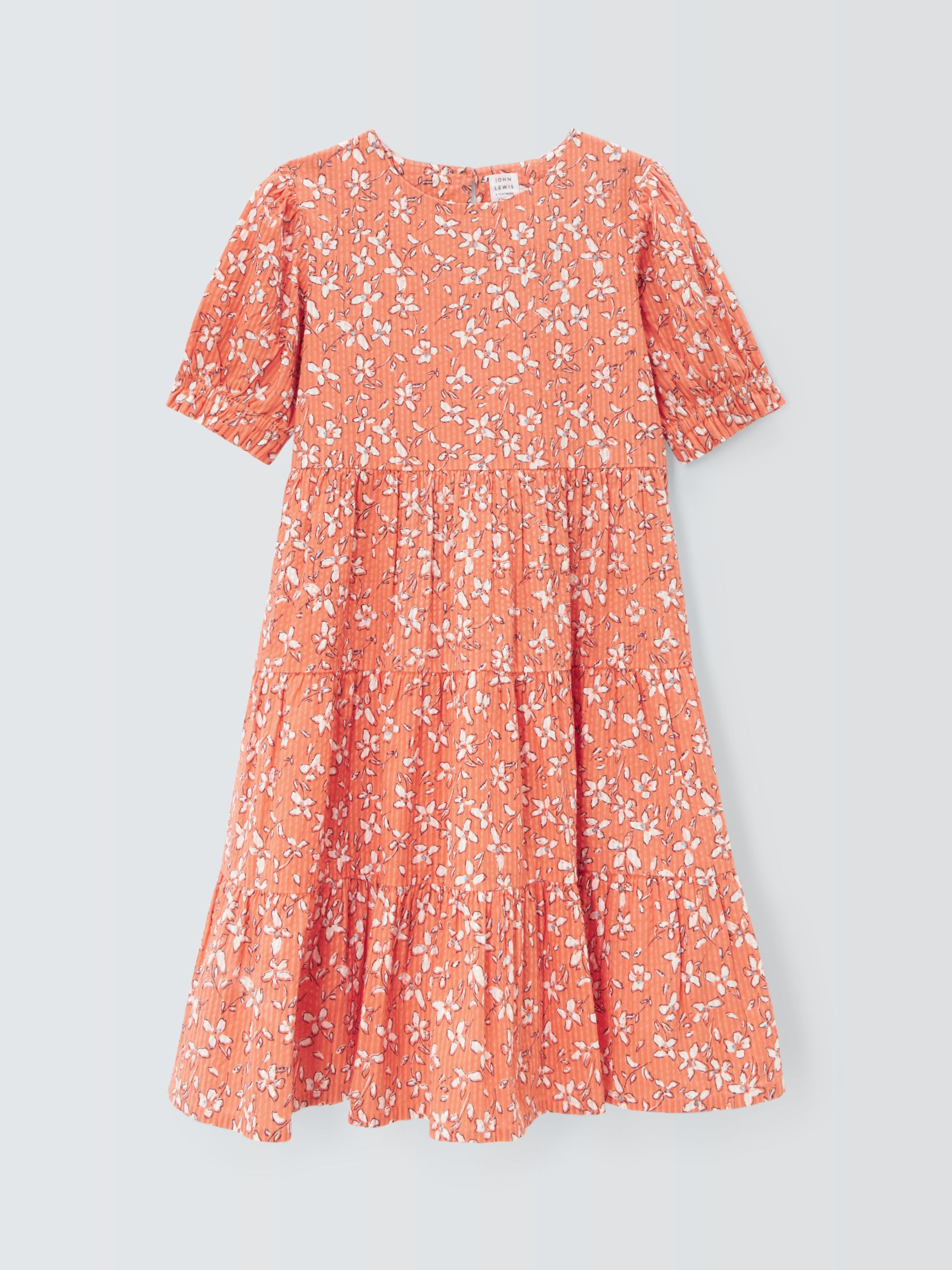 John Lewis Kids' Ditsy Floral Tiered Dress, Mauve, 2 years