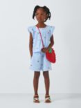 John Lewis Kids' Embroidered Cherry Stripe Print Playsuit, Blue/White