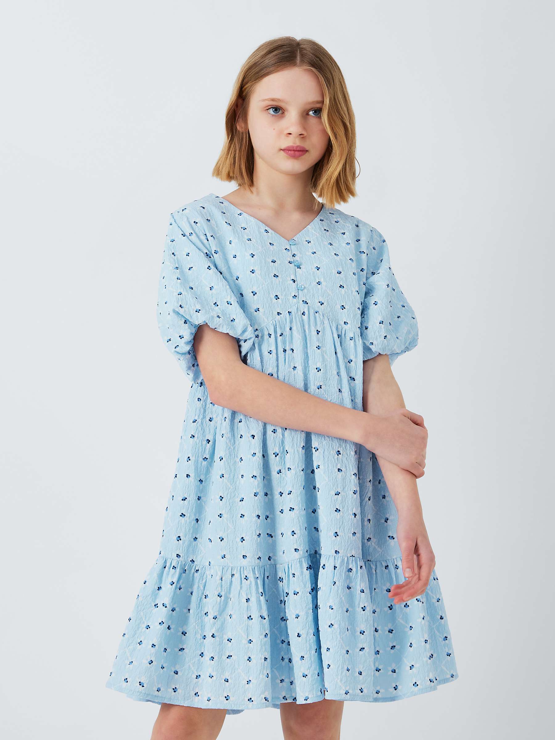 Buy John Lewis Kids' Geometric Floral Dress, Blue Online at johnlewis.com