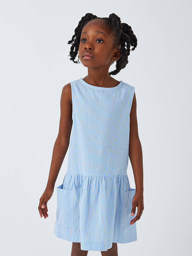John Lewis Kids' Stripe Woven Dress, Blue