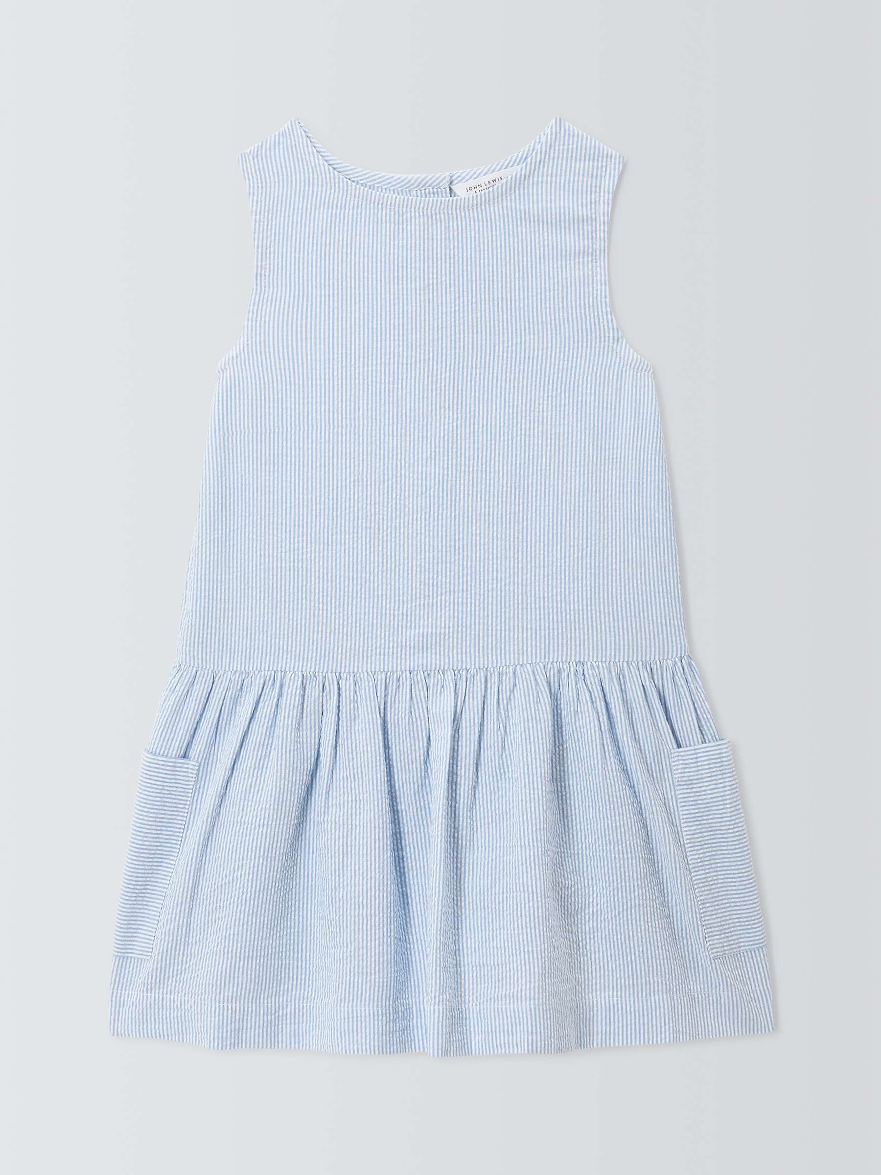 Buy John Lewis Kids' Stripe Woven Dress, Blue Online at johnlewis.com