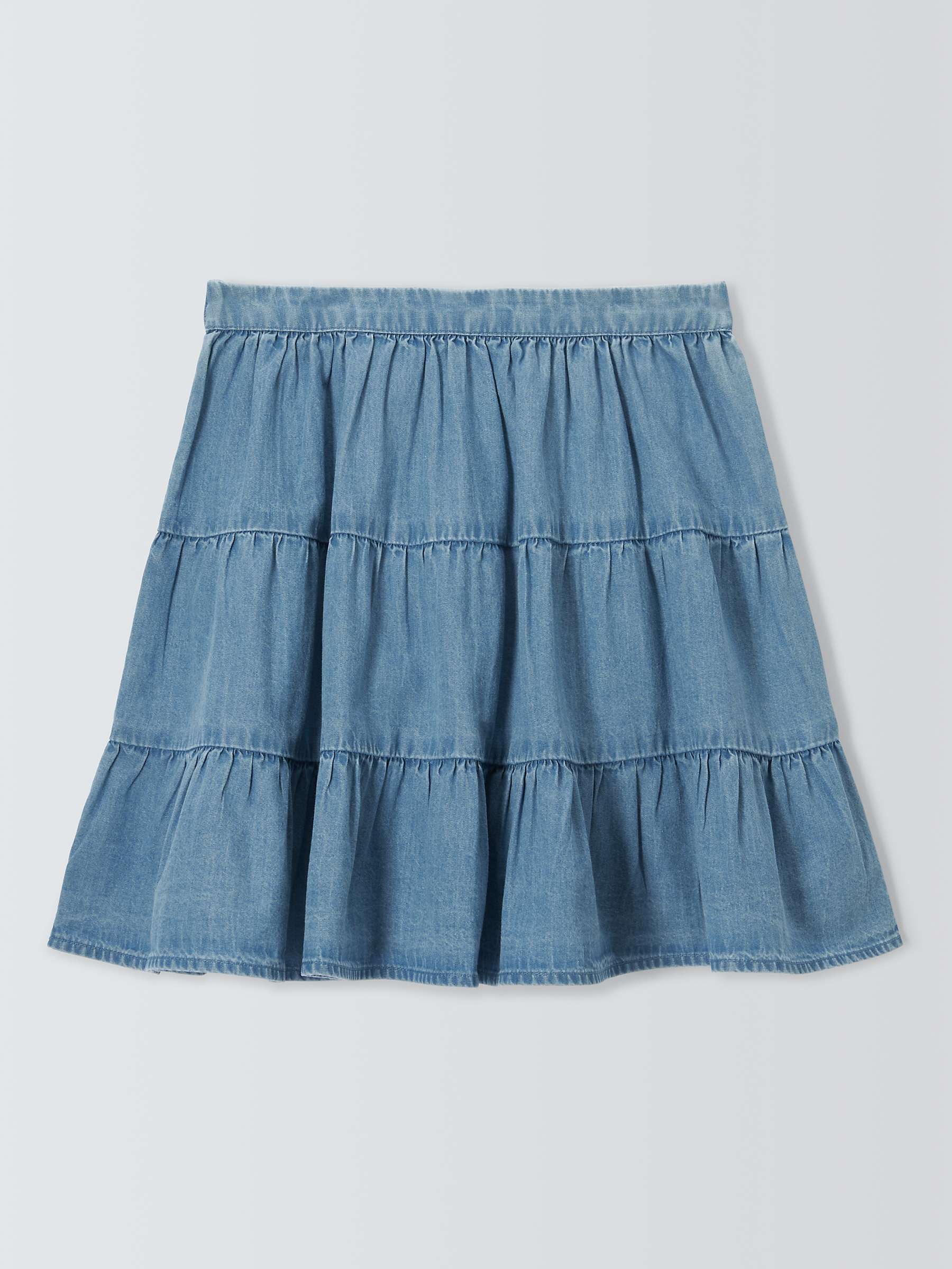 Buy John Lewis Kids' Tiered Denim Skirt, Chambray Blue Online at johnlewis.com