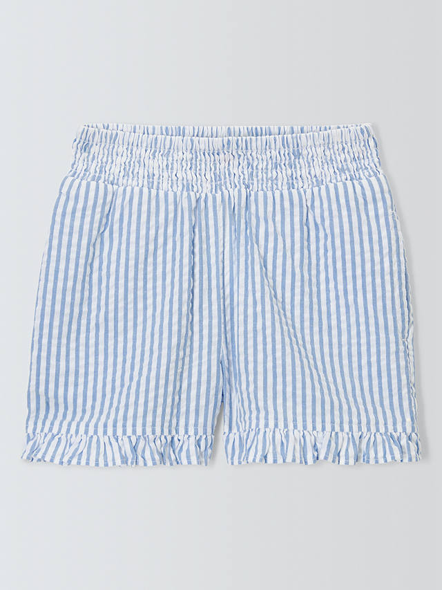 John Lewis Kids' Seersucker Stripe Shorts, Blue Bonnet