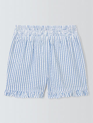 John Lewis Kids' Seersucker Stripe Shorts, Blue Bonnet