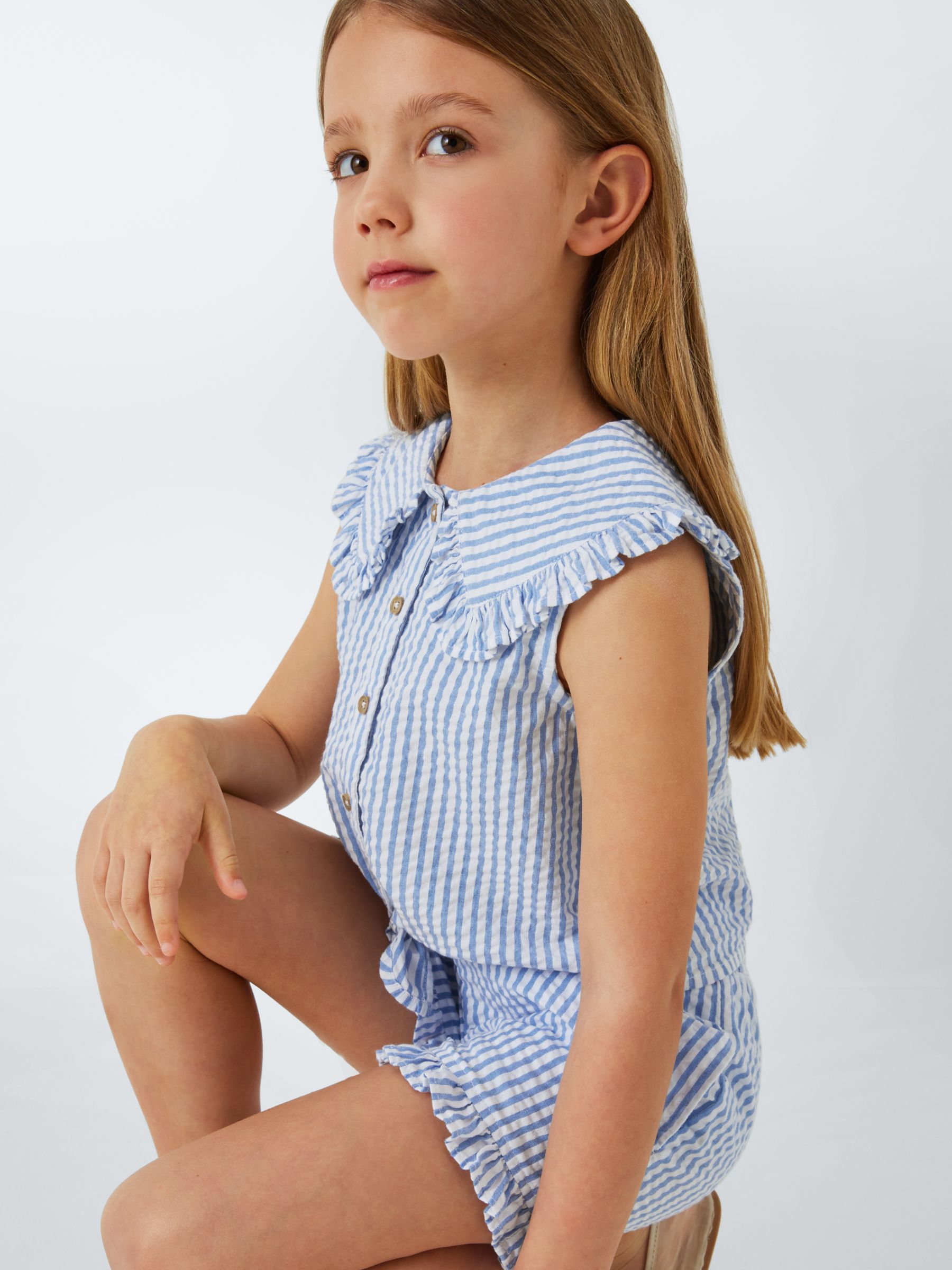 Buy John Lewis Kids' Seersucker Stripe Shorts, Blue Bonnet Online at johnlewis.com