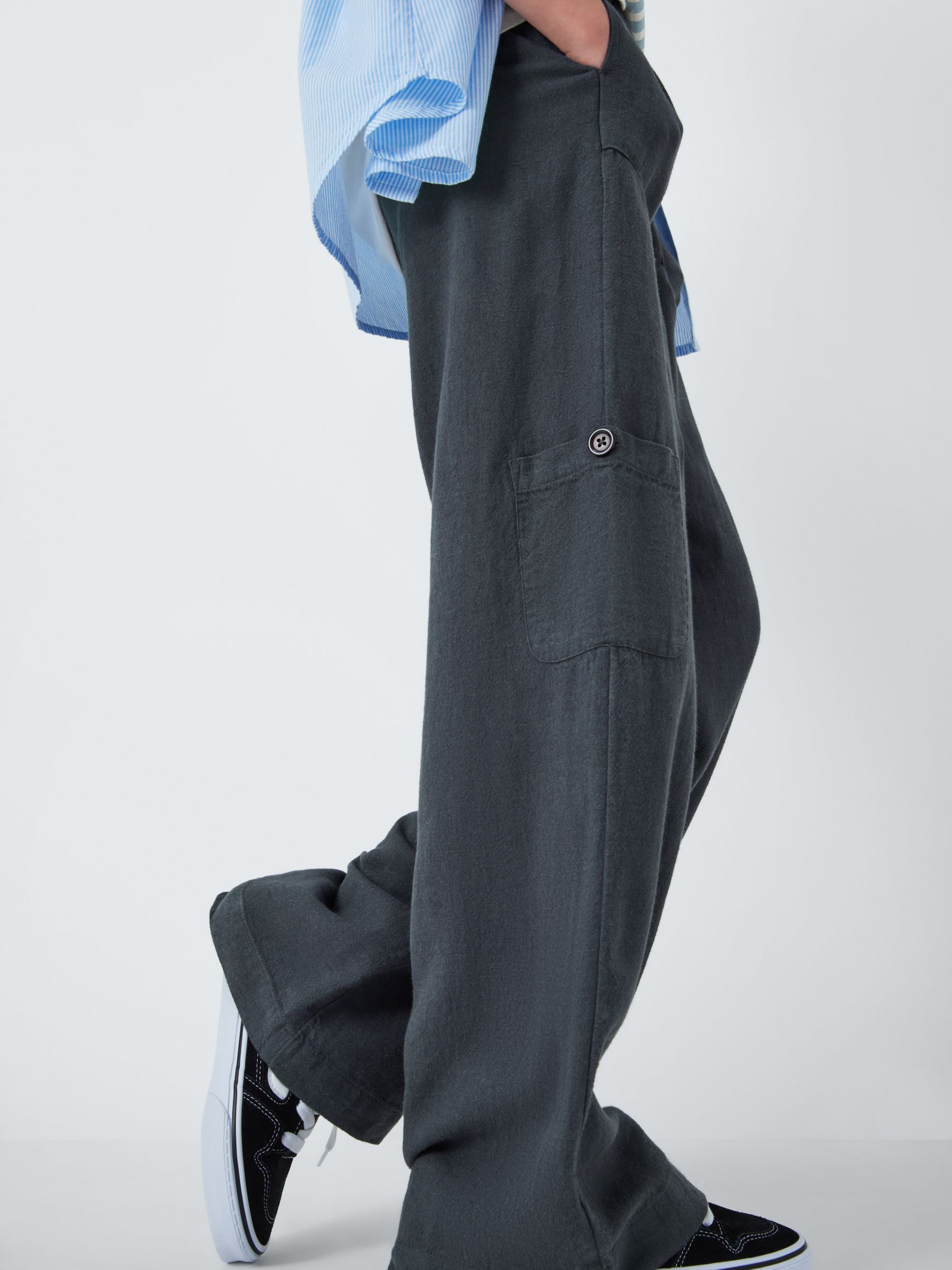 Buy John Lewis Kids' Linen Blend Woven Trousers, Charcoal Online at johnlewis.com