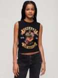 Superdry Tattoo Rhinestone Vest Top, Black