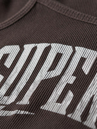 Superdry Retro Rocker Graphic Rib Cami Top, Carbon Grey