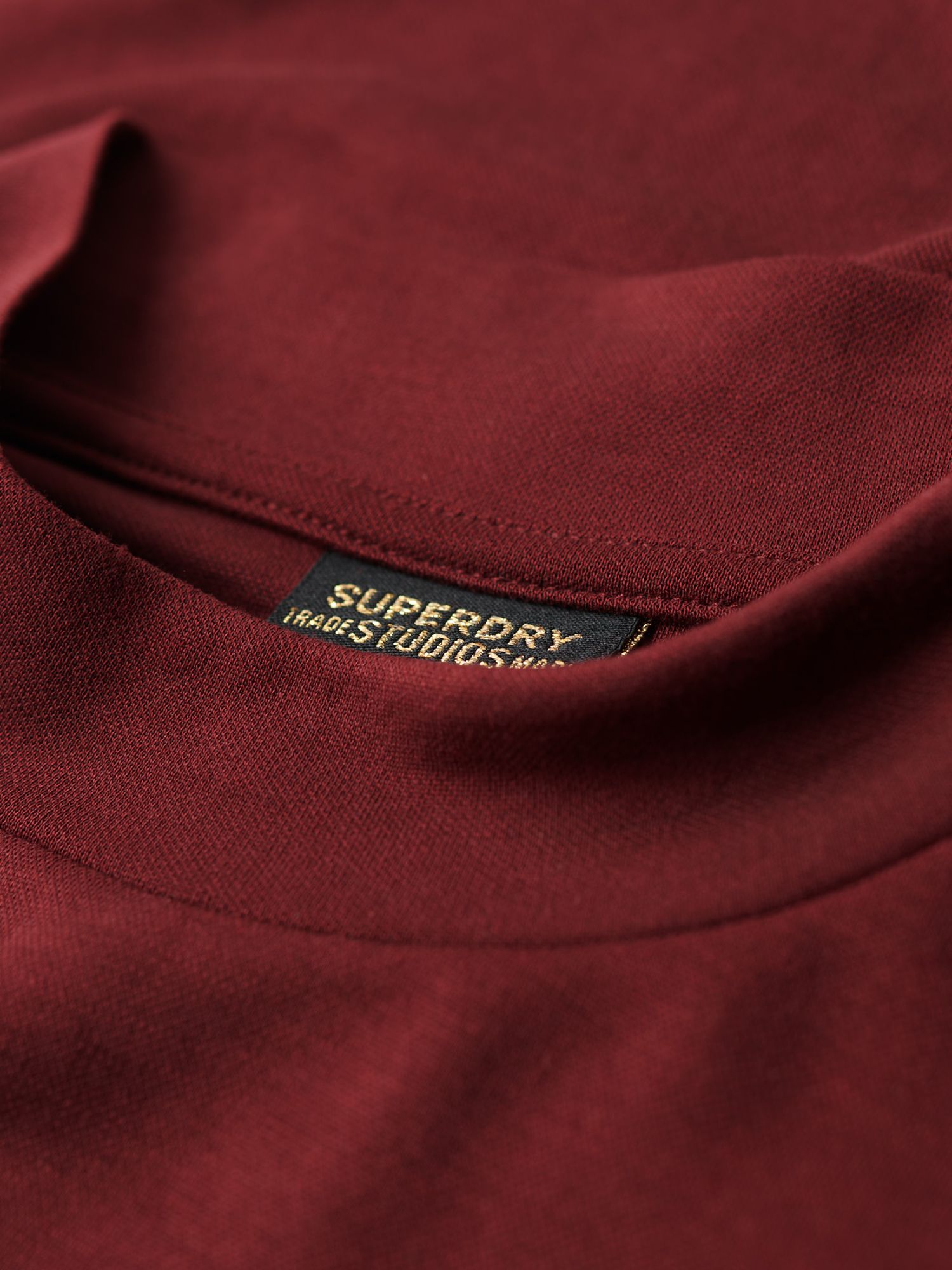 Superdry Long Sleeve Jersey Open Back Top, Port Red at John Lewis ...