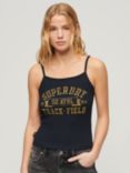 Superdry Athletic College Graphic Rib Cami Top, Eclipse Navy