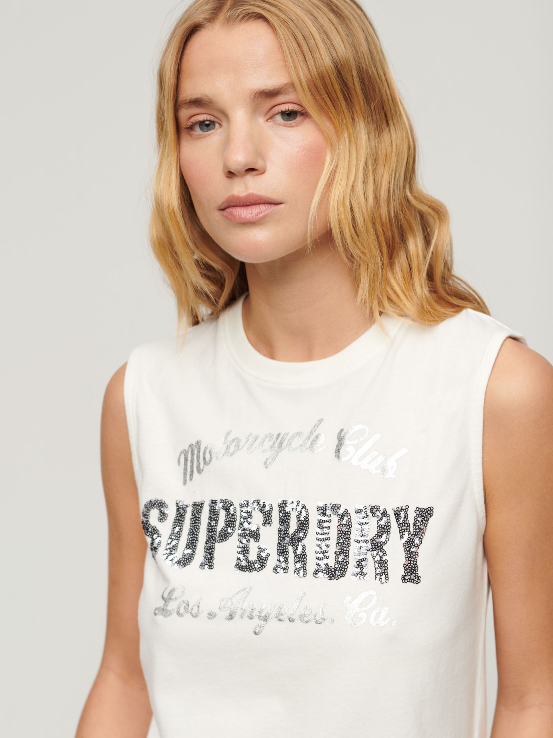 Buy Superdry Embellished Archive Fitted Tank Top Online at johnlewis.com