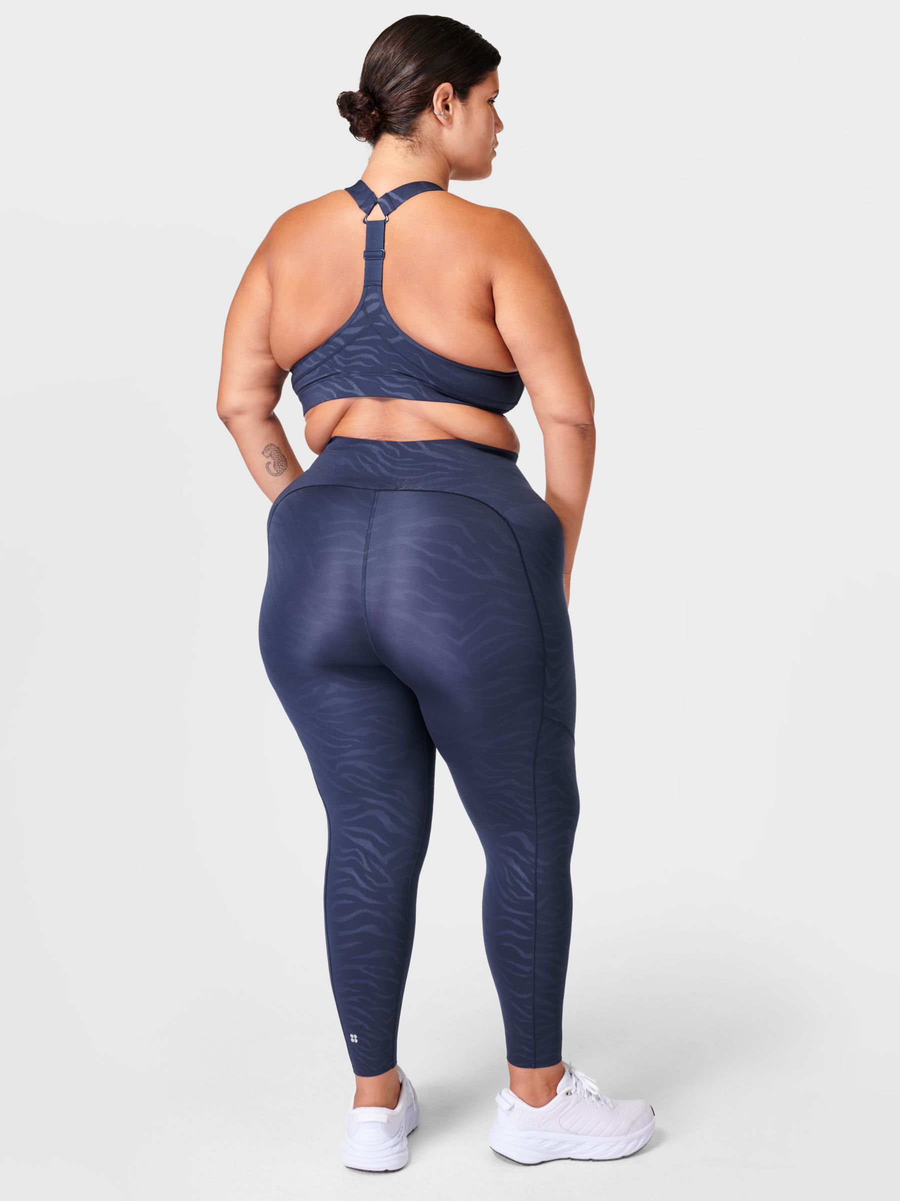 Sweaty Betty Power UltraSculpt High Waist 7/8 Embossed Gym Leggings, Blue Tiger, XS