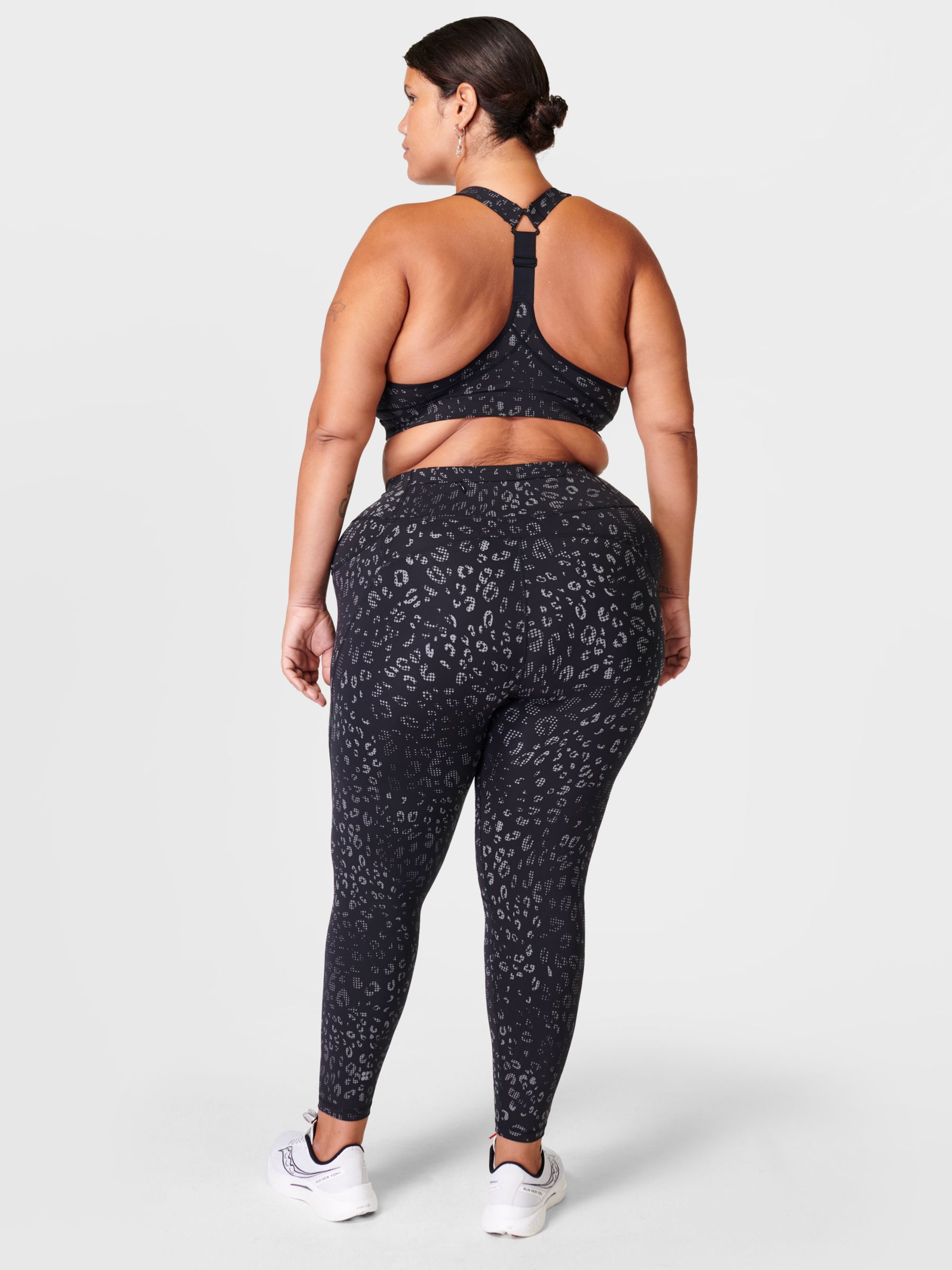 Sweaty Betty XS Black Dot Reflective Print Power Jacket & Size S Leggings  Set