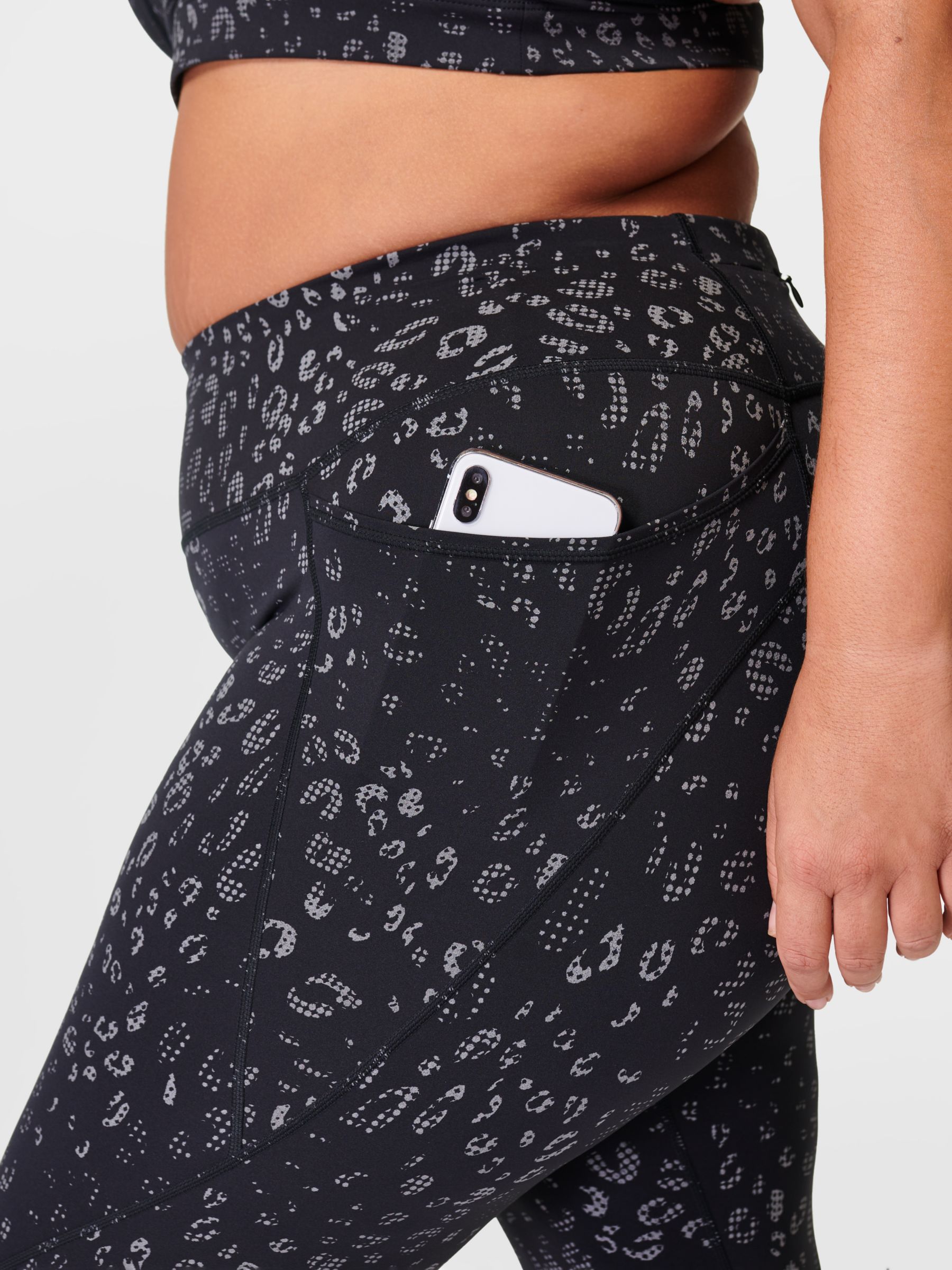 Sweaty Betty XS Black Dot Reflective Print Power Jacket & Size S Leggings  Set
